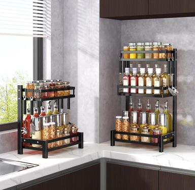 Spice Rack Organizer Free Standing, 3 Tier Kitchen Countertop Seasoning Organizer