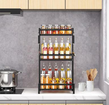 Spice Rack Organizer Free Standing, 3 Tier Kitchen Countertop Seasoning Organizer