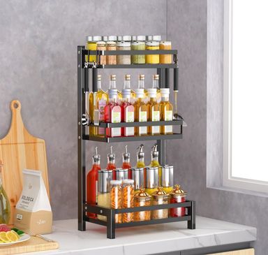 Spice Rack Organizer Free Standing, 3 Tier Kitchen Countertop Seasoning Organizer