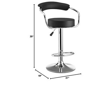 Diner Vintage Modern Faux Leather Upholstered Adjustable Swivel Bar Stool in Black