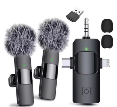 4-in-1 Wireless Microphone – Perfect for Vlogs, Interviews & Live Streaming!