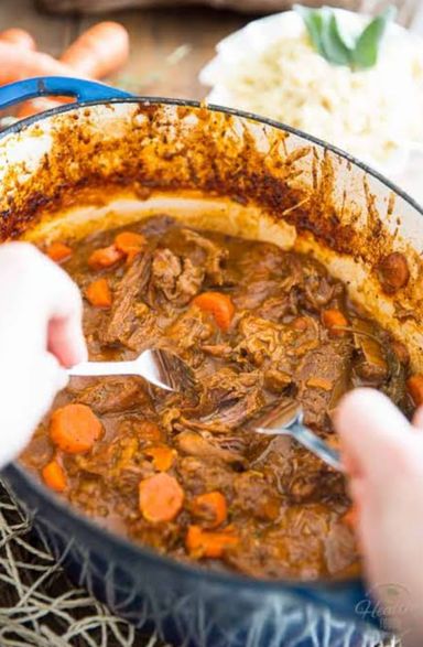 Braised Beef with Vegetables and Brown Rice