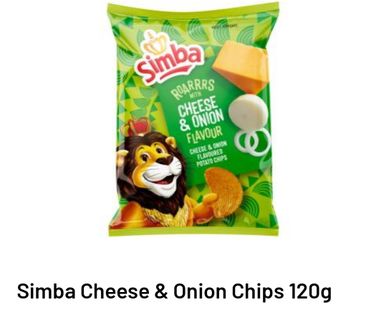 Simba cheese & onion chips 120g