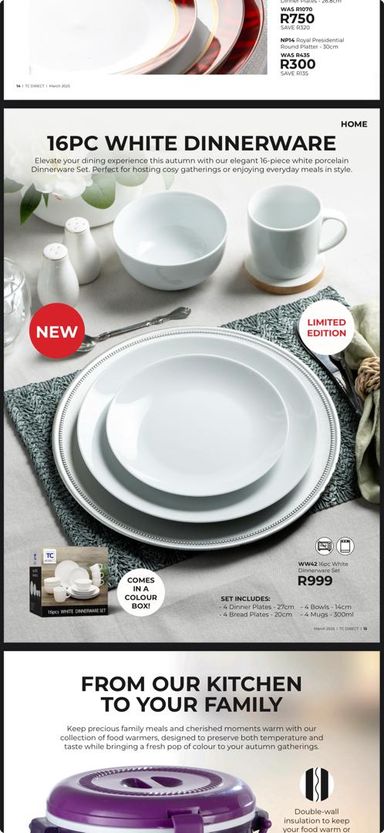 16pc White Dinnerware Set (New)