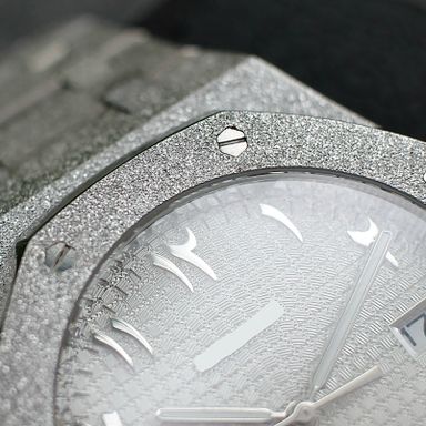 Silver Frosted White Arabic Dial Royal Oak