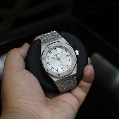 Silver Frosted White Arabic Dial Royal Oak