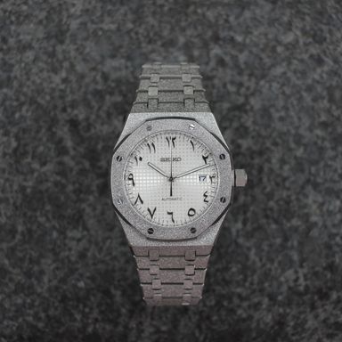 Silver Frosted White Arabic Dial Royal Oak