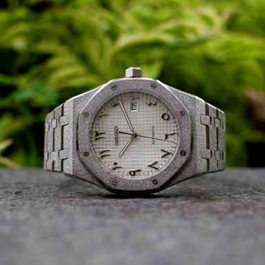 Silver Frosted White Arabic Dial Royal Oak