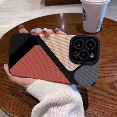 Coque iPhone rayée élégante avec design de bloc de couleur 