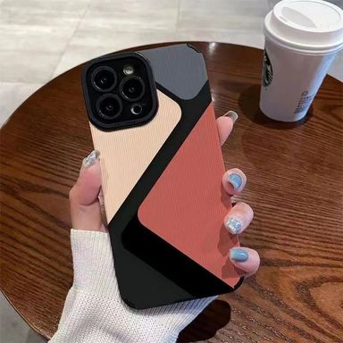 Coque iPhone rayée élégante avec design de bloc de couleur 