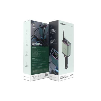 Green Lion Retractable 90W Car Charger, PD 65W