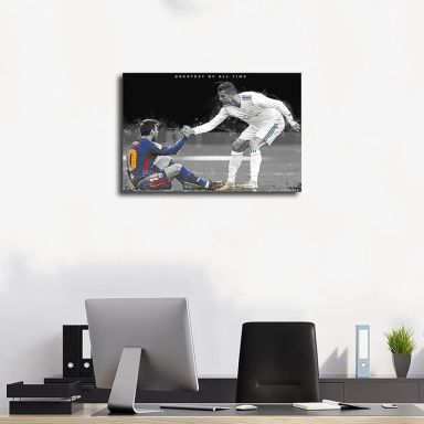 Messi Ronaldo GOAT Wall Decor Wooden