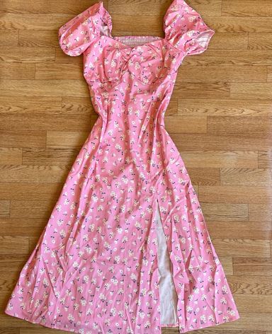 Maxi dress rosa estampado S/M