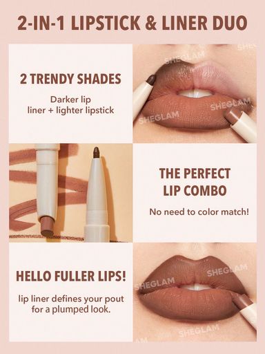 SHEGLAM Glam 101 Lipstick & Liner Duo - Deep Caramel