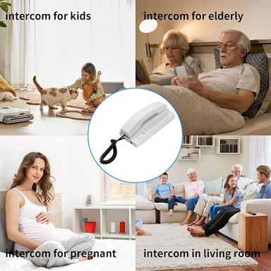 Wireless Business Intercom System, Home Intercom System, Room-to-Room Intercom Phone for Elderly, 1000m Range, Battery Powered Intercom for Home, Office, Hospital,