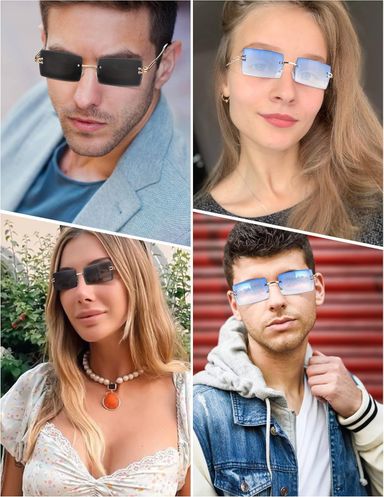 Rimless Rectangular Luxury Sunglasses