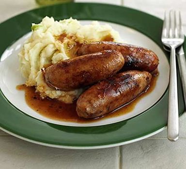 English Sausage, Mash & Gravy