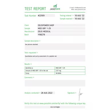 MOD GRF 1-29 (Hormônio Peptídeo Tetrasubstituído de 29 Aminoácidos)