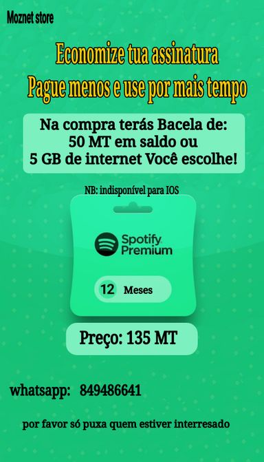 Spotify premiun para 1 ano