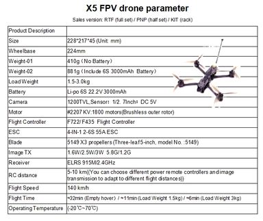 X5 FPV drone(Model No.: X5)