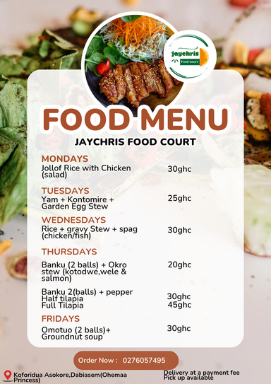 JayChris Food Menu