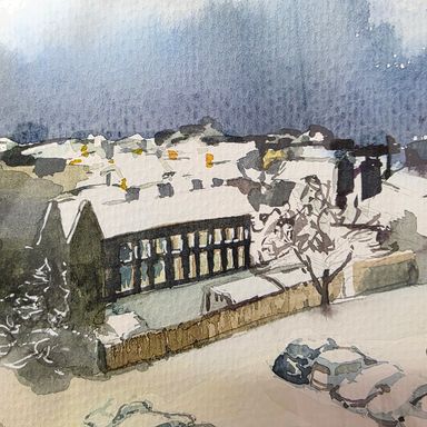 Original Watercolour Painting – ‘Latvia in Winter’ (Framed, A4)