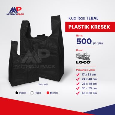 Loco - Plastik Kresek Tebal 17/24/28/35/40 cm Hitam