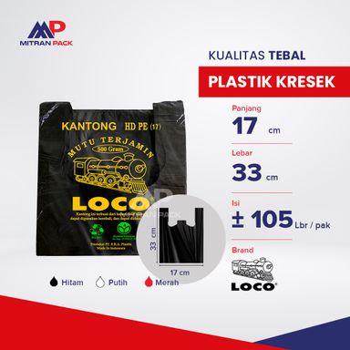 Loco - Plastik Kresek Tebal 17/24/28/35/40 cm Hitam