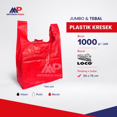Loco - Plastik Kresek Tebal Jumbo 50 cm Merah