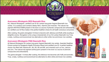 ACENUWARA (Pink Basmathi Rice) LOW GI 