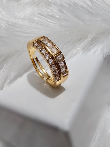 Copper Gold AD Stone Finger Ring 