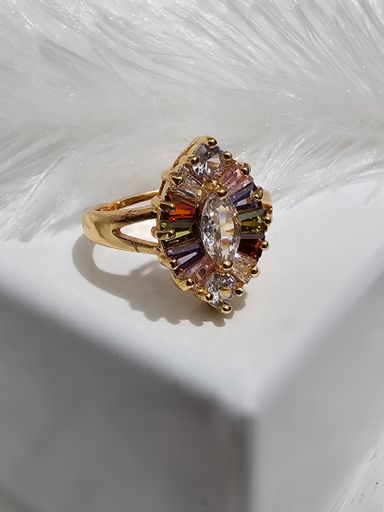 Copper Gold AD Stone Finger Ring