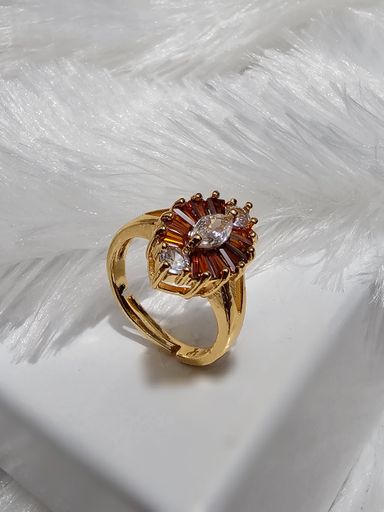 Copper Gold AD Stone Finger Ring 