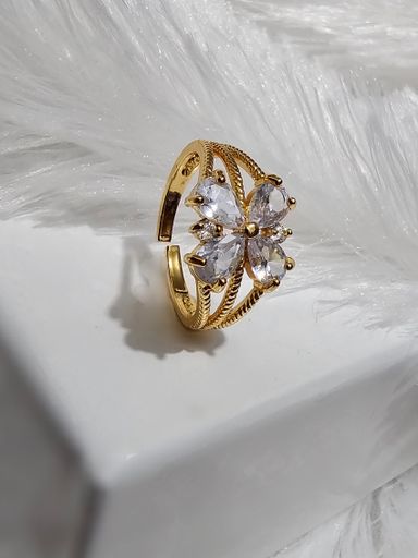 Copper Gold AD Stone Finger Ring