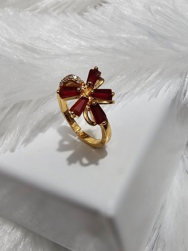 Copper Gold AD Stone Finger Ring 
