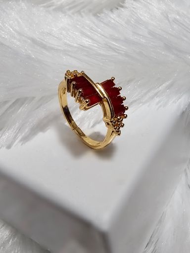 Copper Gold AD Stone Finger Ring 