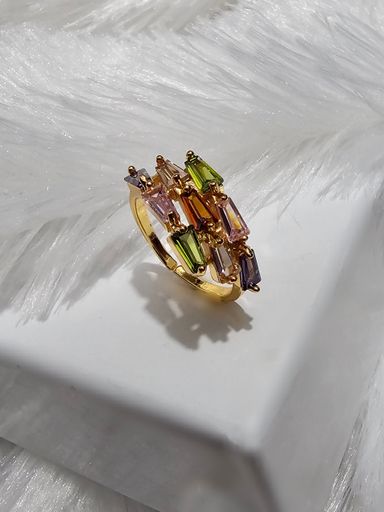 Copper Gold AD Stone Finger Ring 