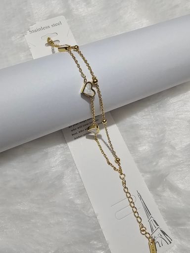 SS Gold White Heart Stone Bracelet