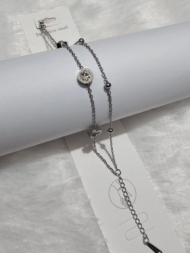 SS Silver White Stone Bracelet 