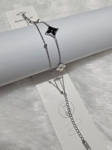 SS Silver Black Squire Stone Bracelet