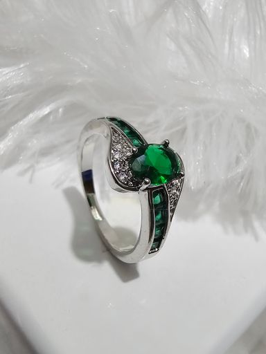 SS AD Green Stone Rings 