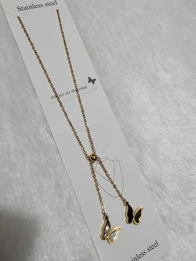 SS AD Stone Gold Pendent Necklace
