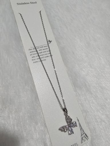 SS AD Stone Silver Pendent Necklace