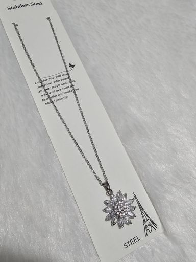 SS AD Stone Silver Pendent Necklace 
