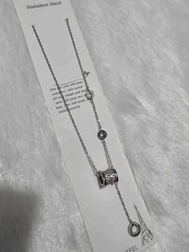 SS AD Stone Silver Pendent Necklace 