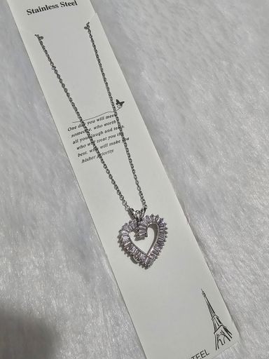 SS AD Stone Silver Pendent Necklace