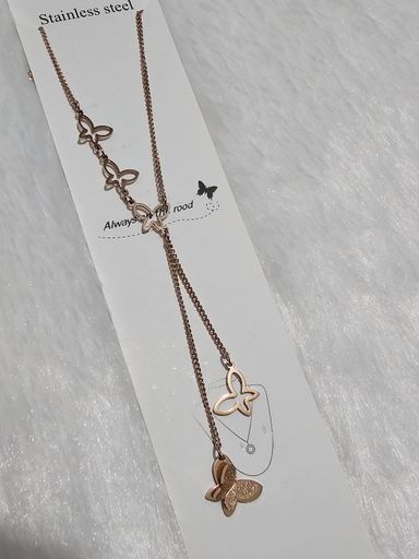 SS AD Stone Rose Gold Pendent Necklace