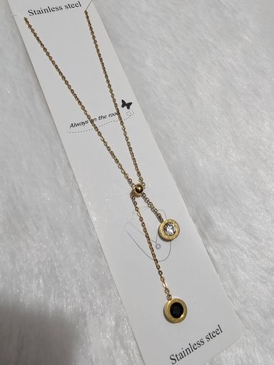 SS AD Stone Gold Pendent Necklace 