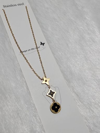 SS AD Stone Gold Pendent Necklace 