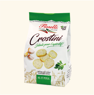 Crostini Croutons à l'Huile d'Olive Doré au Four - Ail et Persil  100g